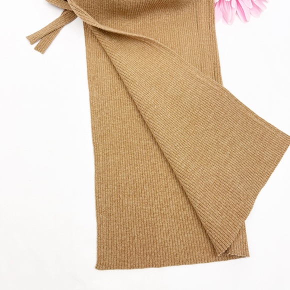 All Saints Lexi Ribbed Halter Midi Dress Praline Metallic Gold - Picture 10 of 15